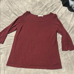Allison Daley Red Boxy 3/4 Sleeve Blouse